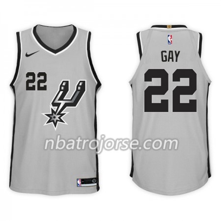 Män San Antonio Spurs Tröja Rudy Gay 22 Nike 2017-18 Grå Swingman